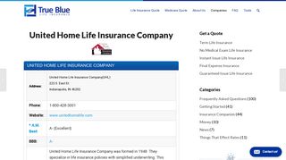United Home Life Insurance Company - True Blue Life Insurance