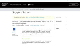 why can I not connect to United Intranet when I can do so in Internet ...