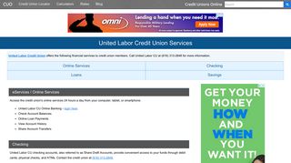 United Labor Credit Union Services: Savings, Checking, Loans