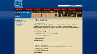 United Legacy Bank - Online - Treasury Management