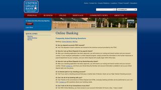 United Legacy Bank - Online - Help - Banking