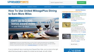 How To Use United MileagePlus Dining to Earn More Miles [2018 ...
