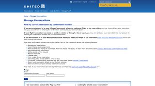 Manage Reservations | United Airlines
