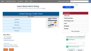 United Savings Credit Union - Fargo, ND - Credit Unions Online