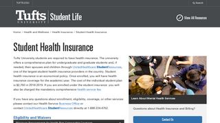 Student Health Insurance | Tufts Student Services