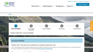 Register for My Account| My Account| United Utilities
