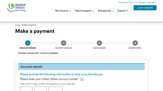 Pay your bill online| My Account| United Utilities