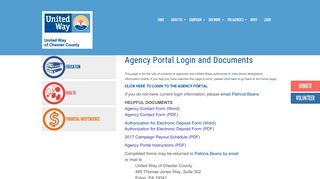 Agency Portal Login and Documents | United Way of Chester County
