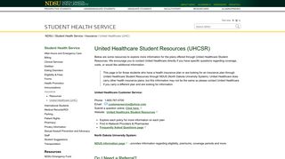 United Healthcare (UHC) | Student Health Service | NDSU