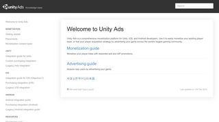 Welcome to Unity Ads - Knowledge base