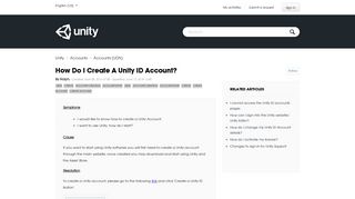 How do I create a Unity ID account? – Unity