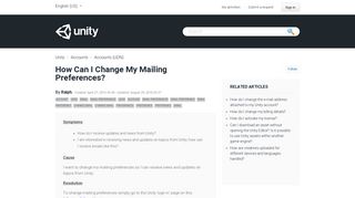 How can I change my mailing preferences? – Unity
