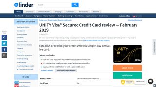 UNITY Visa Secured Credit Card review | finder.com