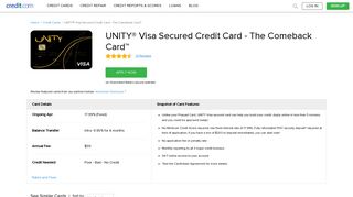 UNITY Visa Secured Credit Card from Credit.com