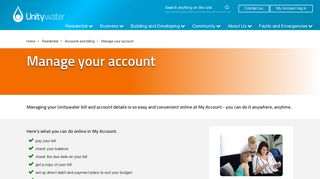 Manage your account - Unitywater