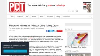 Univar Adds New Master Technician Online Training Course - PCT ...