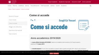 Come si accede: Università Ca' Foscari Venezia
