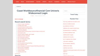 Coast Worldsourcefinancial Com Univeris Webconnect Login ...