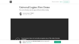 Universal Logins: First Demo – Alex Van de Sande – Medium