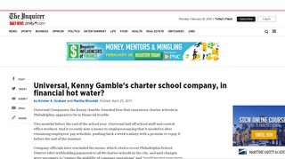 Universal, Kenny Gamble's charter school company, in financial hot ...