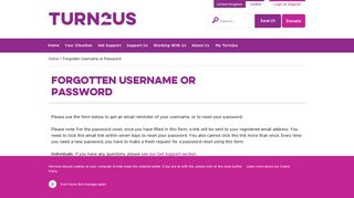 Forgotten Username or Password - Turn2us