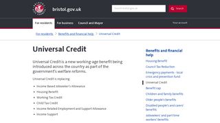 Universal Credit - bristol.gov.uk