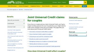 Joint Universal Credit claims for couples - Money Advice Service