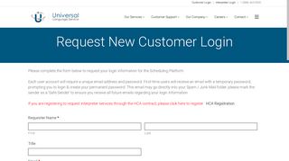 Universal Language Service | Request New Customer Login