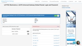 LOYTEC Electronics L-GATE Universal Gateway Default Router Login ...