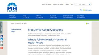 Patient Portal FAQs - PIH Health - Whittier, CA
