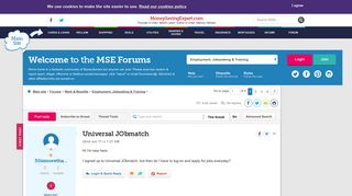 Universal JObmatch - MoneySavingExpert.com Forums