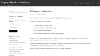 Universal Job Match | Skippy's Random Ramblings