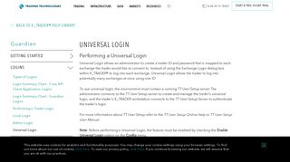 Universal Login – Trading Technologies