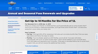 Annual Pass Renewals & Upgrades - Universal Orlando