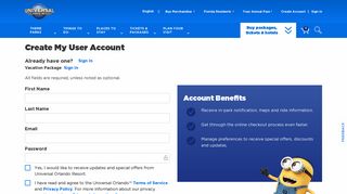 Create My User Account - Universal Orlando