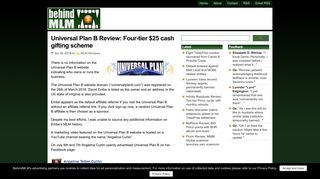 Universal Plan B Review: Four-tier $25 cash gifting scheme