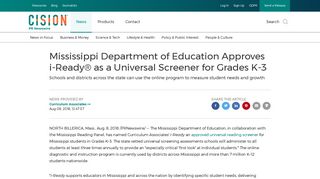 Mississippi Department of Education Approves i-Ready® as a ...