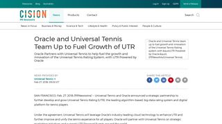 Oracle and Universal Tennis Team Up to Fuel Growth ... - PR Newswire