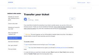 Transfer your ticket – Universe Help Center