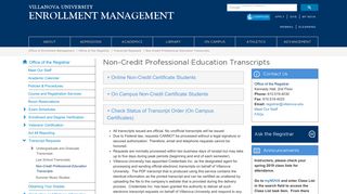 Non-Credit Professional Education Transcripts | Villanova University