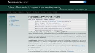 Microsoft and VMWare Software - MSU CSE - Michigan State University