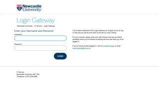 Login Gateway - Newcastle University