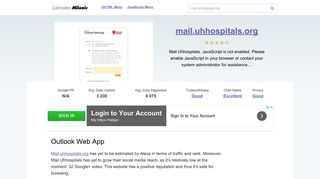 Mail.uhhospitals.org website. Outlook Web App.