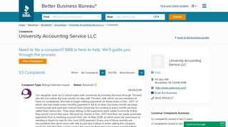 University Accounting Service LLC | Complaints | Better Business ...
