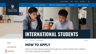 How to Apply - International Students - The University of Adelaide