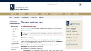 Check your application status : The University of Akron