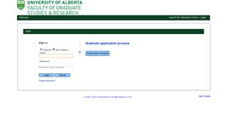Login - University of Alberta Graduate Application