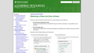 Obtaining a Class List (from eClass) - Instructor eLearning Resources