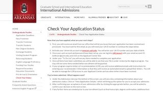 Check Your Application Status | University of Arkansas - International ...