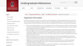Application Information | University of Arkansas
